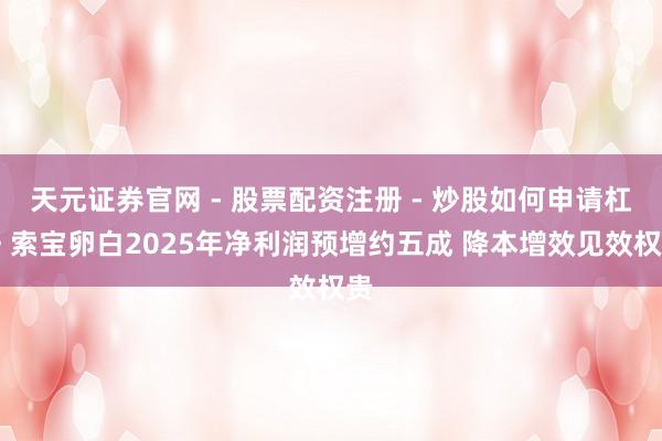 天元证券官网 - 股票配资注册 - 炒股如何申请杠杆 索宝卵白2025年净利润预增约五成 降本增效见效权贵