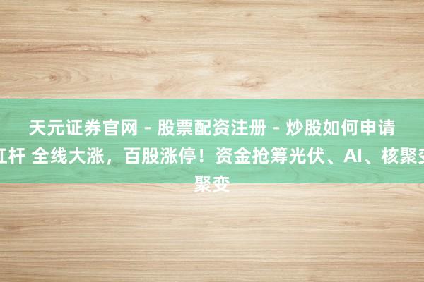 天元证券官网 - 股票配资注册 - 炒股如何申请杠杆 全线大涨，百股涨停！资金抢筹光伏、AI、核聚变
